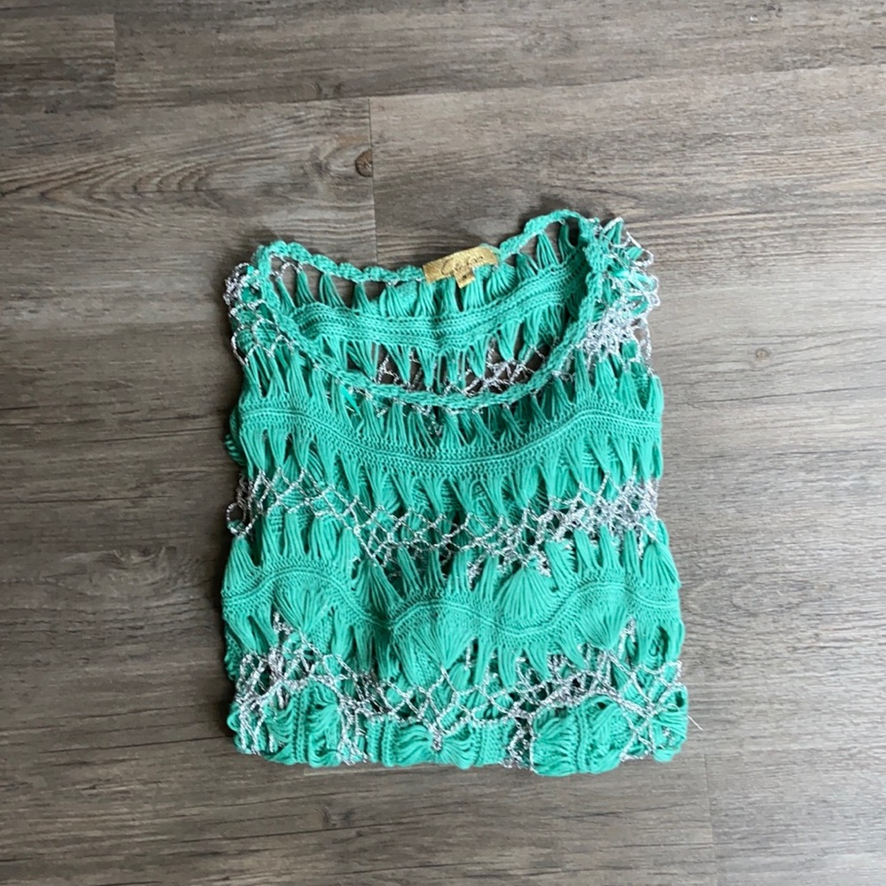 Teal and silver blouse- size medium